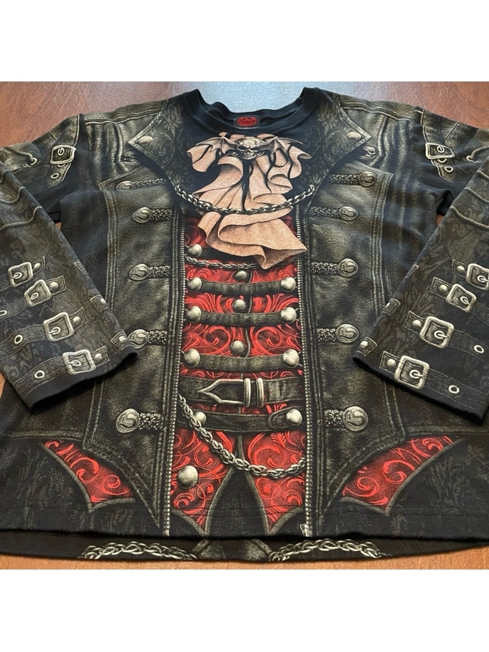 Spiral Direct Gothic Wrap Allover Jacket Vest Skull Print Design Cotton Shirt L - Picture 3 of 13